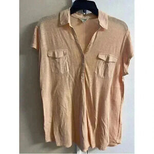Lucky Brand Women's Double Breasted Orange Top Small